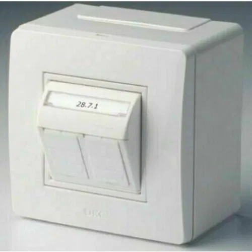 ДКС Коробка в сборе с 2 розетками RJ45, кат.5е  (телефон / компьютер), коричневая