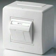 ДКС Коробка в сборе с 1 розеткой RJ45, кат.5е (телефон / компьютер), коричневая (розница)