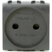 ДКС Электрическая розетка, без заземления, со шторками, черная, 2 мод.