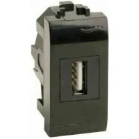 ДКС USB 2.0 розетка, Brava, черная, 1 мод.