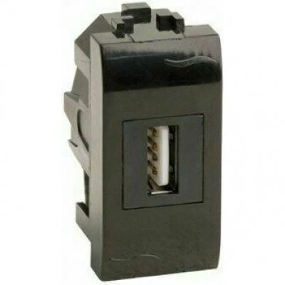 ДКС USB 2.0 розетка, Brava, черная, 1 мод. ДКС USB 2.0 розетка, Brava, черная, 1 мод.
