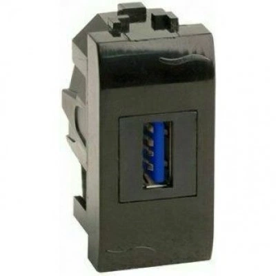 ДКС USB 3.0 розетка, Brava, черная, 1 мод. ДКС USB 3.0 розетка, Brava, черная, 1 мод.
