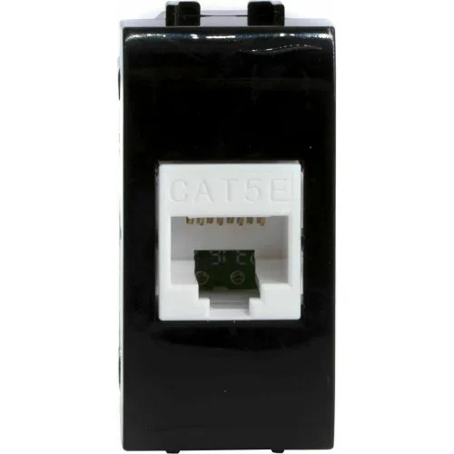 ДКС Компьютерная розетка RJ45 кат.5e, Brava, черная, 1мод