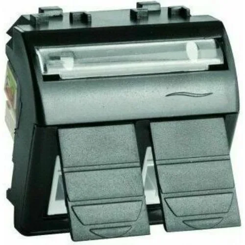 ДКС Компьютерная розетка двойная RJ45 кат.5e, Brava, черная, 2мод