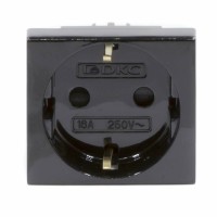 ДКС Розетка силовая 2Р+Е, со шторками, «Viva», 2 мод., цвет черный