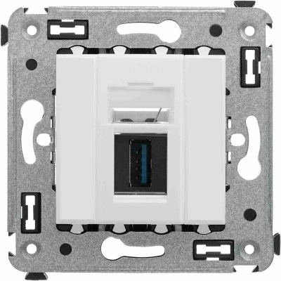 ДКС USB 3.0 розетка одинарная в стену, тип А-А, "Avanti", "Белое облако"