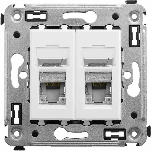 ДКС Компьютерная розетка RJ-45 в стену, кат.5e двойная экранированная, 