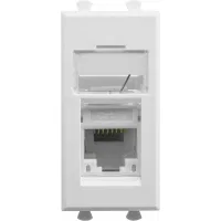 ДКС Компьютерная розетка RJ-45 модульная, кат.6А, "Avanti", "Белое облако", 1 модуль