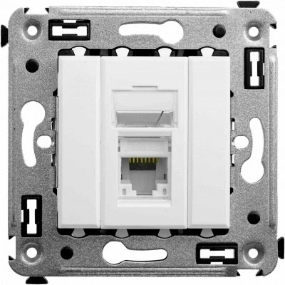 ДКС Компьютерная розетка RJ-45 в стену, кат.5e одинарная, "Avanti", "Белое облако"