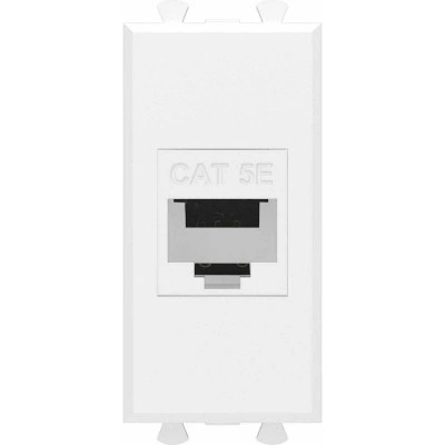 ДКС Компьютерная розетка RJ-45 без шторки модульная, кат.5е, "Avanti", "Белое облако", 1 модуль