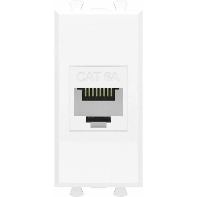 ДКС Компьютерная розетка RJ-45 без шторки модульная , кат.6А, "Avanti", "Белое облако", 1 модуль