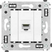 ДКС Компьютерная розетка RJ-45 без шторки в стену, кат.6А одинарная, "Avanti", "Белое облако"