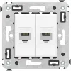 ДКС Компьютерная розетка RJ-45 без шторки в стену, кат.6А двойная, 