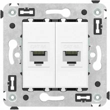ДКС Компьютерная розетка RJ-45 без шторки в стену, кат.6А двойная, "Avanti", "Белое облако"