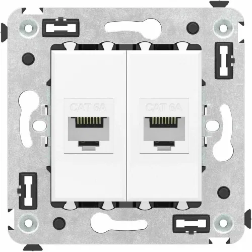 ДКС Компьютерная розетка RJ-45 без шторки в стену, кат.6А двойная, 