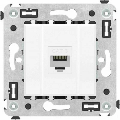 ДКС Компьютерная розетка RJ-45 без шторки в стену, кат.6 одинарная, "Avanti", "Белое облако"