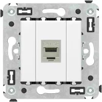 ДКС Компьютерная розетка RJ-45 без шторки в стену, кат.5e одинарная экранированная, "Avanti", "Белое облако"