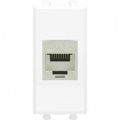ДКС Компьютерная розетка RJ-45 без шторки модульная, кат.6А экранированная, "Avanti", "Белое облако", 1 модуль