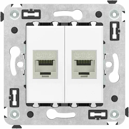 ДКС Компьютерная розетка RJ-45 без шторки в стену, кат.6А двойная экранированная, 