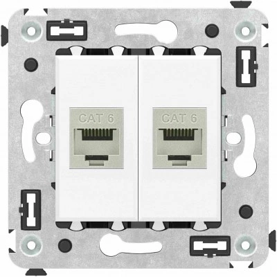 ДКС Компьютерная розетка RJ-45 без шторки в стену, кат.6 двойная экранированная, "Avanti", "Белое облако" ДКС Компьютерная розетка RJ-45 без шторки в стену, кат.6 двойная экранированная, "Avanti", "Белое облако"