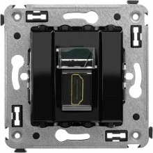 ДКС HDMI розетка одинарная в стену, тип А-А, "Avanti", "Черный квадрат"