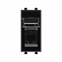 ДКС Телефонная розетка RJ-12 модульная, "Avanti", "Черный квадрат", 1 модуль