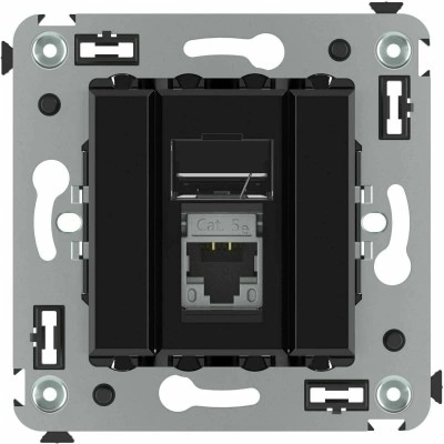 ДКС Компьютерная розетка RJ-45 в стену, кат.5e одинарная экранированная, "Avanti","Черный квадрат"