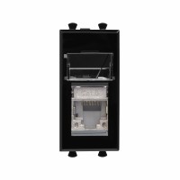 ДКС Компьютерная розетка RJ-45 модульная, кат.6 экранированная, "Avanti","Черный квадрат", 1 модуль