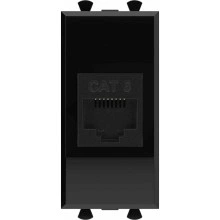 ДКС Компьютерная розетка RJ-45 без шторки модульная, кат.6, "Avanti", "Черный квадрат", 1 модуль