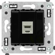 ДКС Компьютерная розетка RJ-45 без шторки в стену, кат.5e одинарная экранированная, "Avanti", "Черный квадрат"