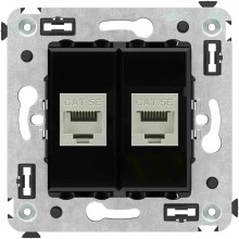 ДКС Компьютерная розетка RJ-45 без шторки в стену, кат.5e двойная экранированная, "Avanti", "Черный квадрат"