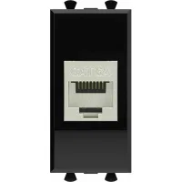 ДКС Компьютерная розетка RJ-45 без шторки модульная, кат.6А экранированная, "Avanti", "Черный квадрат", 1 модуль