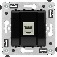 ДКС Компьютерная розетка RJ-45 без шторки в стену, кат.6А одинарная экранированная, "Avanti", "Черный квадрат"