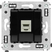 ДКС Компьютерная розетка RJ-45 без шторки в стену, кат.6 одинарная экранированная, "Avanti", "Черный квадрат"