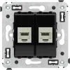 ДКС Компьютерная розетка RJ-45 без шторки в стену, кат.6 двойная экранированная, 