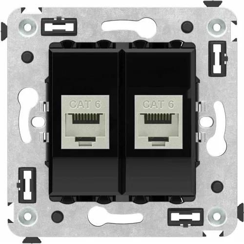 ДКС Компьютерная розетка RJ-45 без шторки в стену, кат.6 двойная экранированная, 