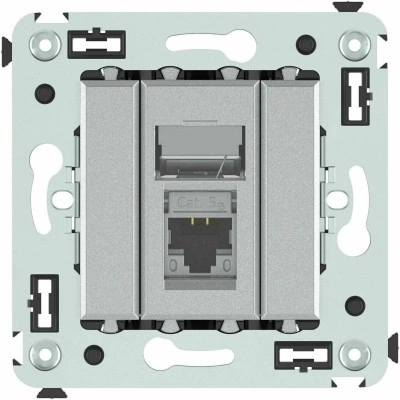 ДКС Компьютерная розетка RJ-45 в стену, кат.5e одинарная экранированная, "Avanti","Закаленная сталь"