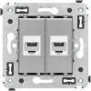 ДКС Телефонная розетка RJ-12 без шторки в стену двойная, 