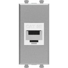 ДКС Компьютерная розетка RJ-45 без шторки модульная, кат.5е, "Avanti", "Закаленная сталь", 1 модуль
