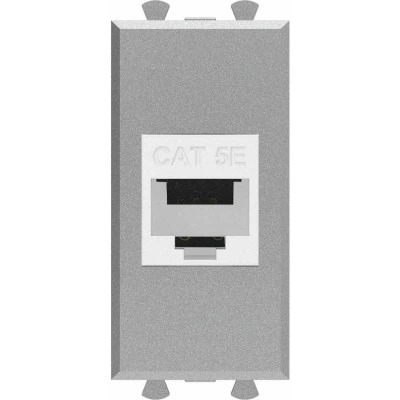 ДКС Компьютерная розетка RJ-45 без шторки модульная, кат.5е, "Avanti", "Закаленная сталь", 1 модуль