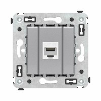 ДКС Компьютерная розетка RJ-45 без шторки в стену, кат.5е одинарная, "Avanti", "Закаленная сталь"