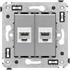 ДКС Компьютерная розетка RJ-45 без шторки в стену, кат.5е двойная, 