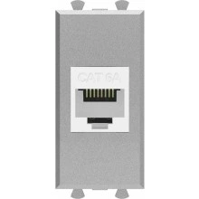 ДКС Компьютерная розетка RJ-45 без шторки модульная, кат.6А, "Avanti", "Закаленная сталь", 1 модуль
