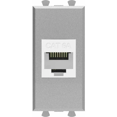 ДКС Компьютерная розетка RJ-45 без шторки модульная, кат.6А, "Avanti", "Закаленная сталь", 1 модуль