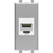 ДКС Компьютерная розетка RJ-45 без шторки модульная, кат.6, "Avanti", "Закаленная сталь", 1 модуль