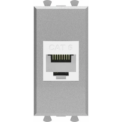 ДКС Компьютерная розетка RJ-45 без шторки модульная, кат.6, "Avanti", "Закаленная сталь", 1 модуль