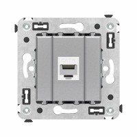 ДКС Компьютерная розетка RJ-45 без шторки в стену, кат.6 одинарная, "Avanti", "Закаленная сталь"