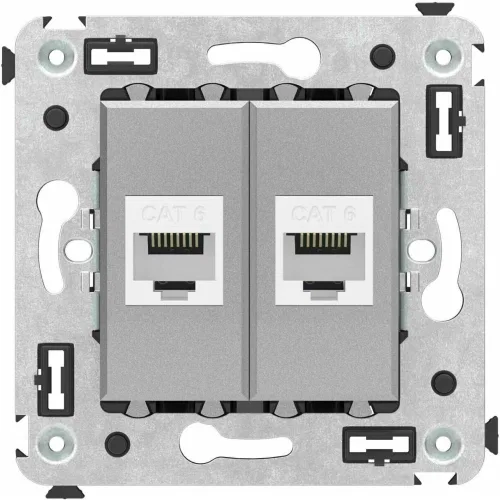 ДКС Компьютерная розетка RJ-45 без шторки в стену, кат.6 двойная, 
