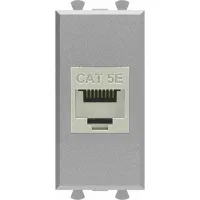 ДКС Компьютерная розетка RJ-45 без шторки модульная, кат.5е экранированная, "Avanti", "Закаленная сталь", 1 модуль