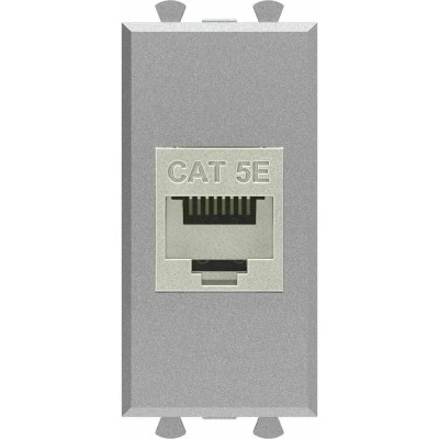 ДКС Компьютерная розетка RJ-45 без шторки модульная, кат.5е экранированная, "Avanti", "Закаленная сталь", 1 модуль
